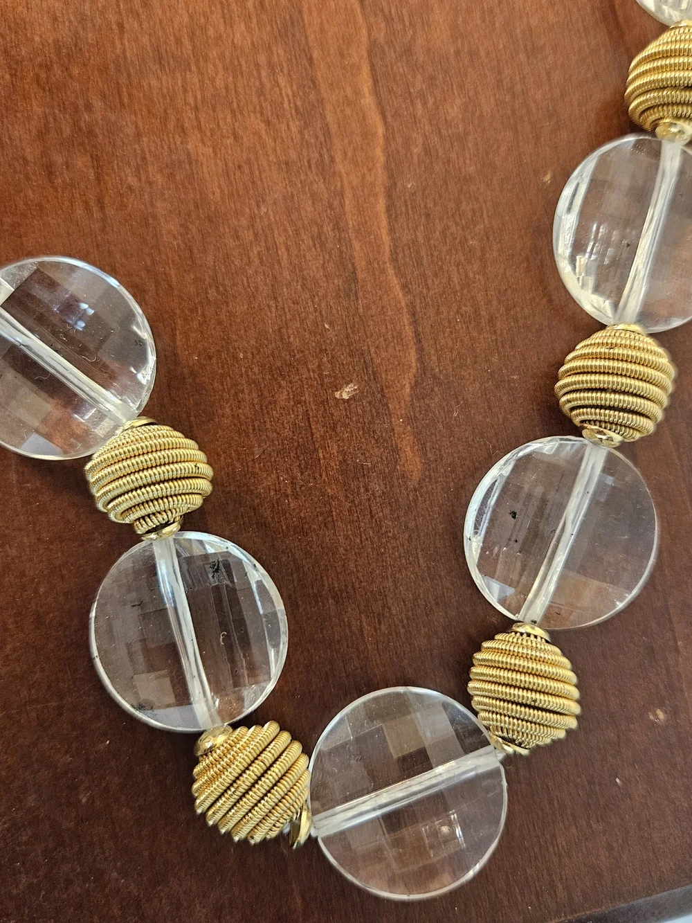 kate spade Clear and Gold Ribbed Bead Necklace
